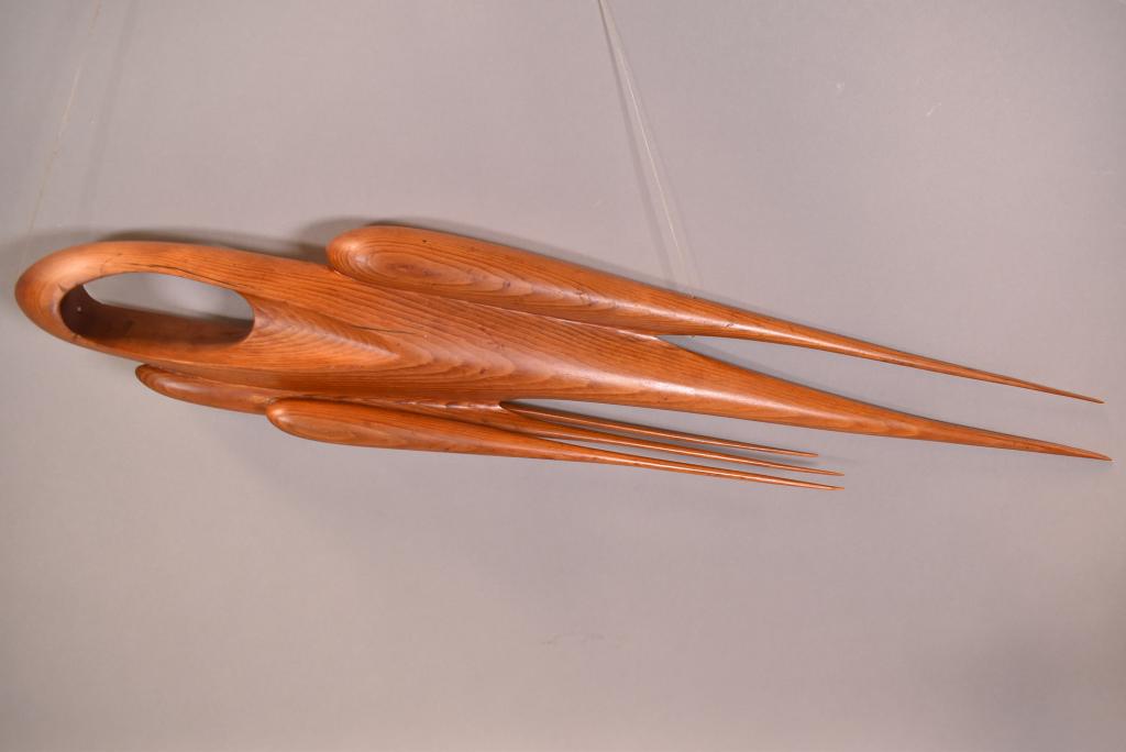 MID CENTURY WOOD ROCKET HANGING SCULPTURE (1 of 2)