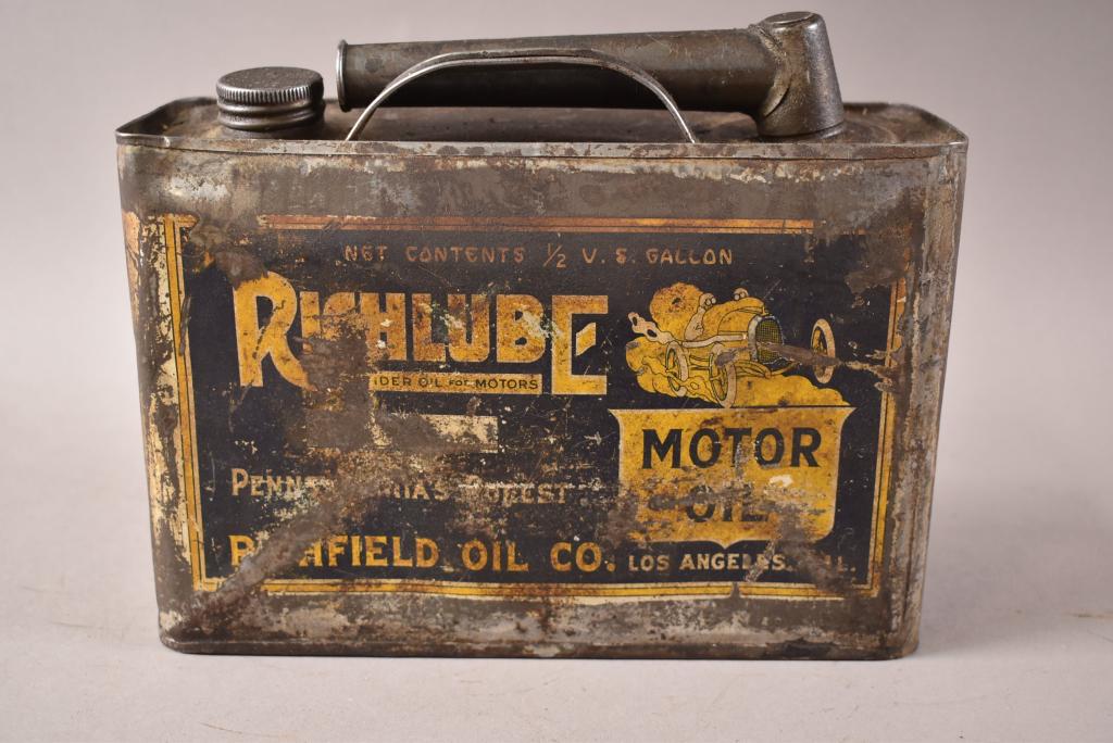 1/2 GALLON RICHLUBE OIL FLAT CAN (1 of 4)