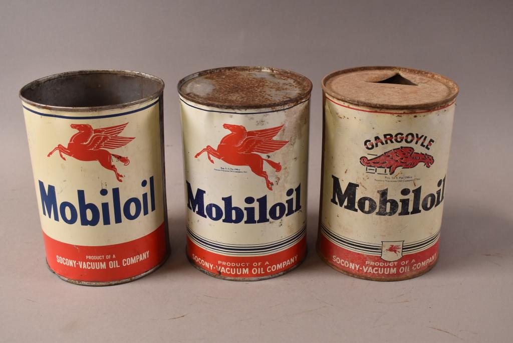 (3) 1 QUART MOBILOIL CANS (1 of 3)
