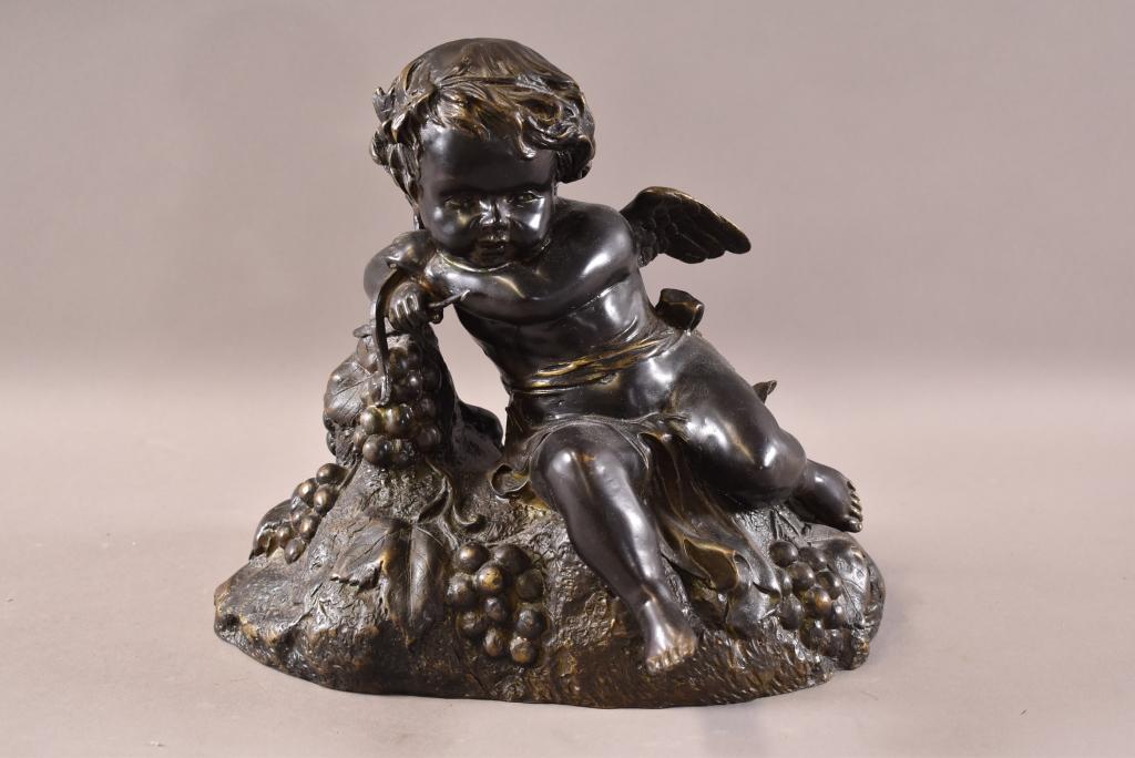 BRONZE COATED CHERUB FIGURE (1 of 3)