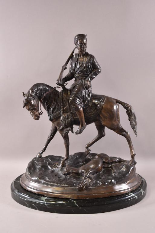 AFTER A.L. BARYE HUNTER ON HORSE BRONZE STATUE (1 of 5)