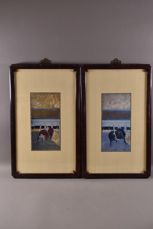PAIR OF UMA-YA-BYOBU HORSE AT STABLE PRINTS (1 of 5)