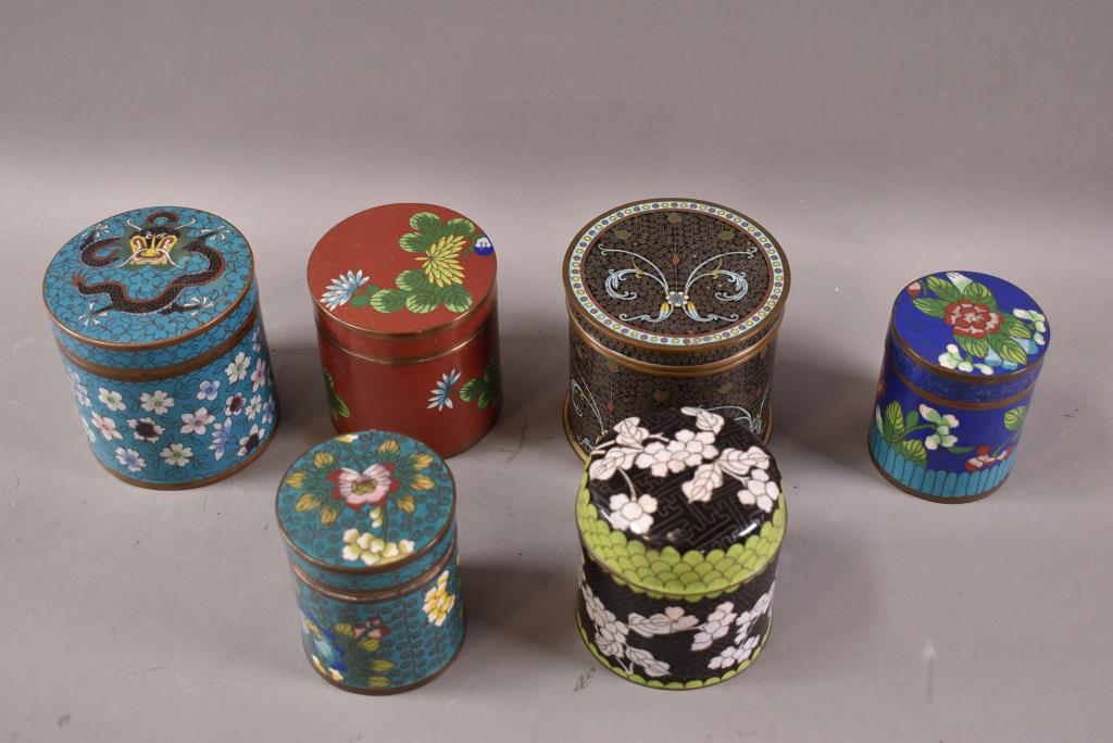 6 COVERED CLOISONNE BOXES (1 of 8)