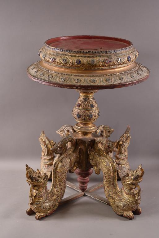 CARVE BURMESE WOOD PEDESTAL (1 of 3)