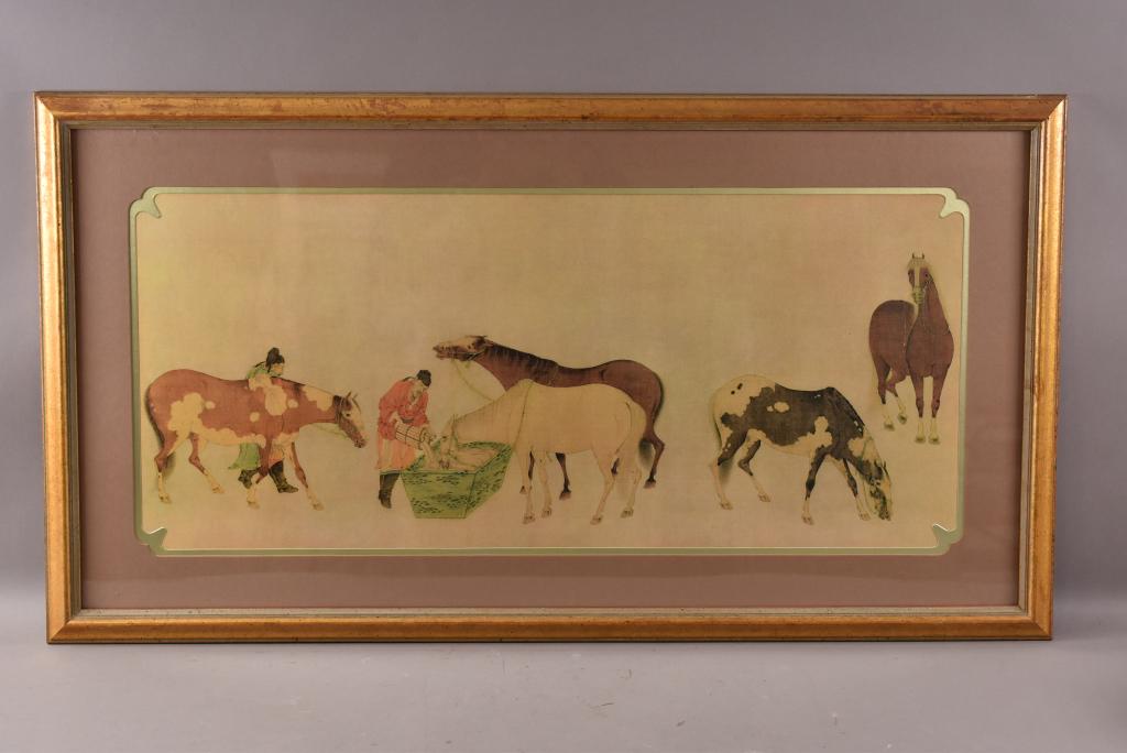 LARGE ASIAN PRINT OF HORSES (1 of 3)
