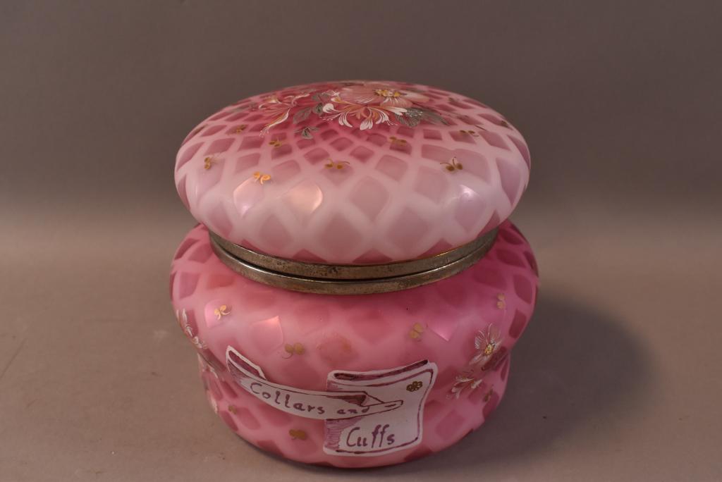 VICTORIAN SATIN GLASS COVERED BOX (1 of 5)