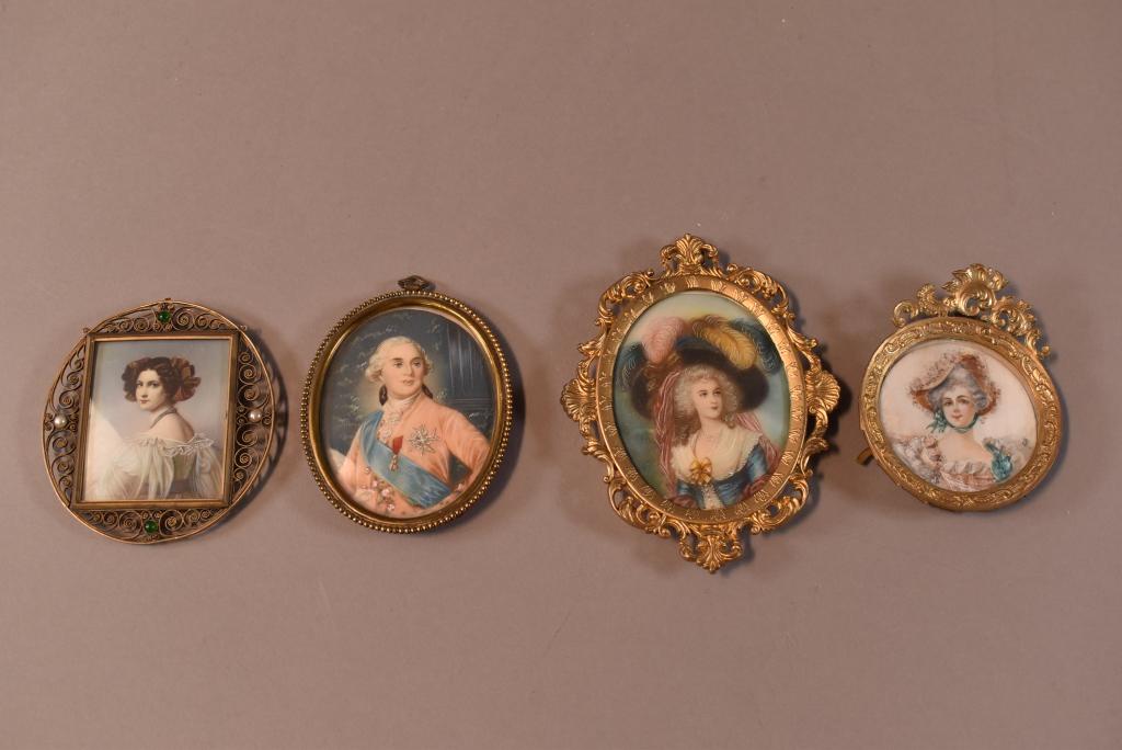 4 HAND PAINTED MINIATURE PORTRAITS (1 of 6)