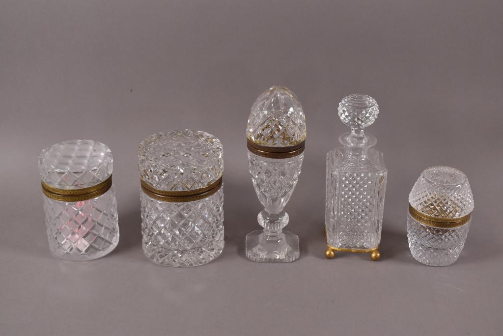 5 CUT GLASS CONTAINERS (1 of 4)