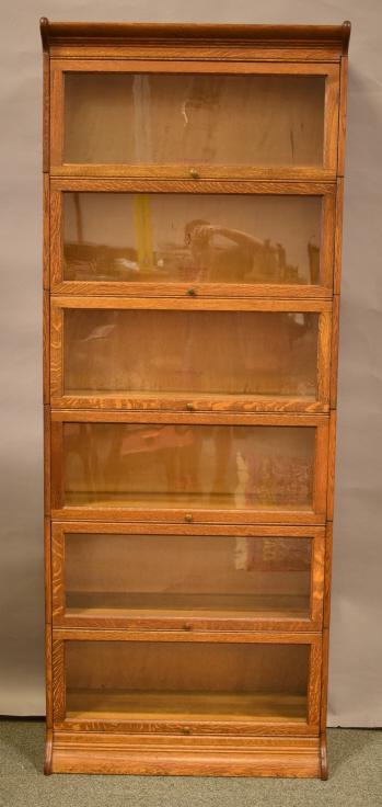 6 STACK GUNN AMERICAN OAK LAWYER'S BOOKCASE (1 of 3)