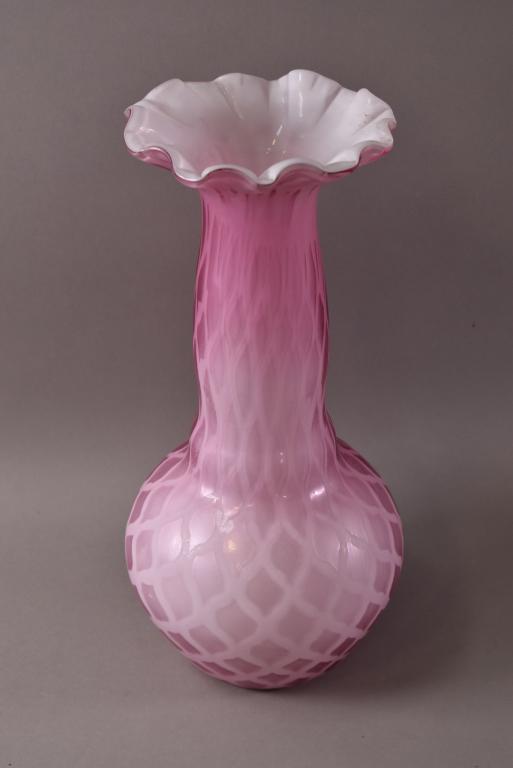 TALL PINK SATIN GLASS VASE (1 of 4)
