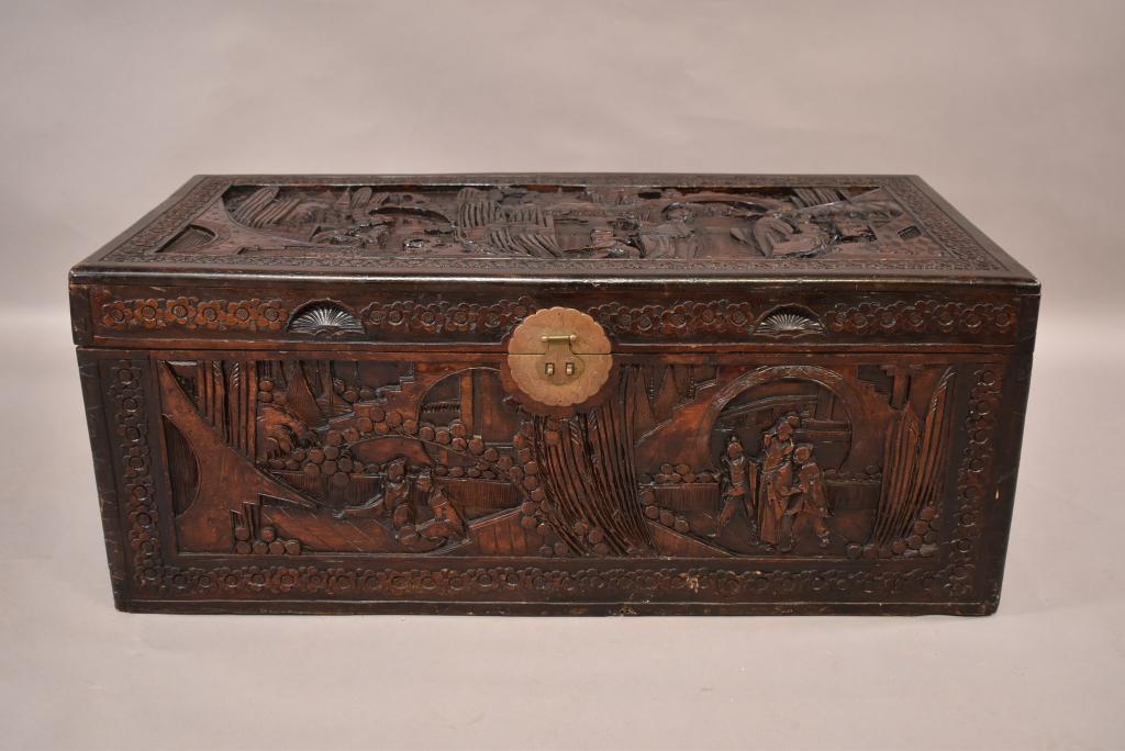 HIGHLY CARVED CHINESE CAMPHOR CHEST (1 of 5)