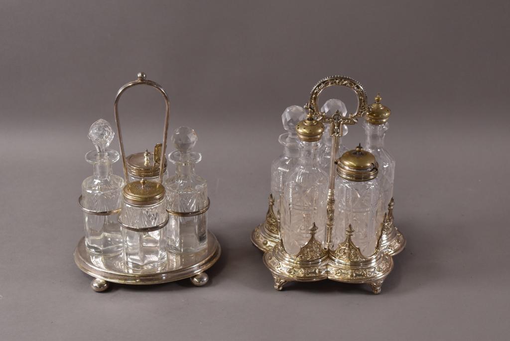 2 CRYSTAL CUT GLASS CRUET SETS (1 of 6)