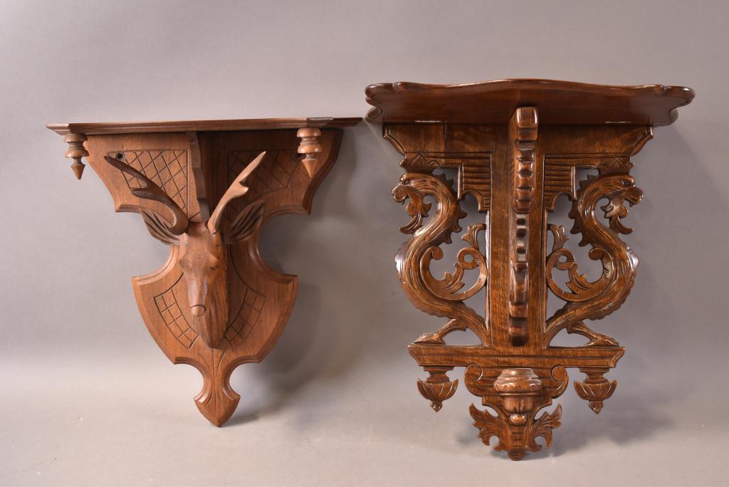 2 VICTORIAN CARVED WALL SHELVES (1 of 3)