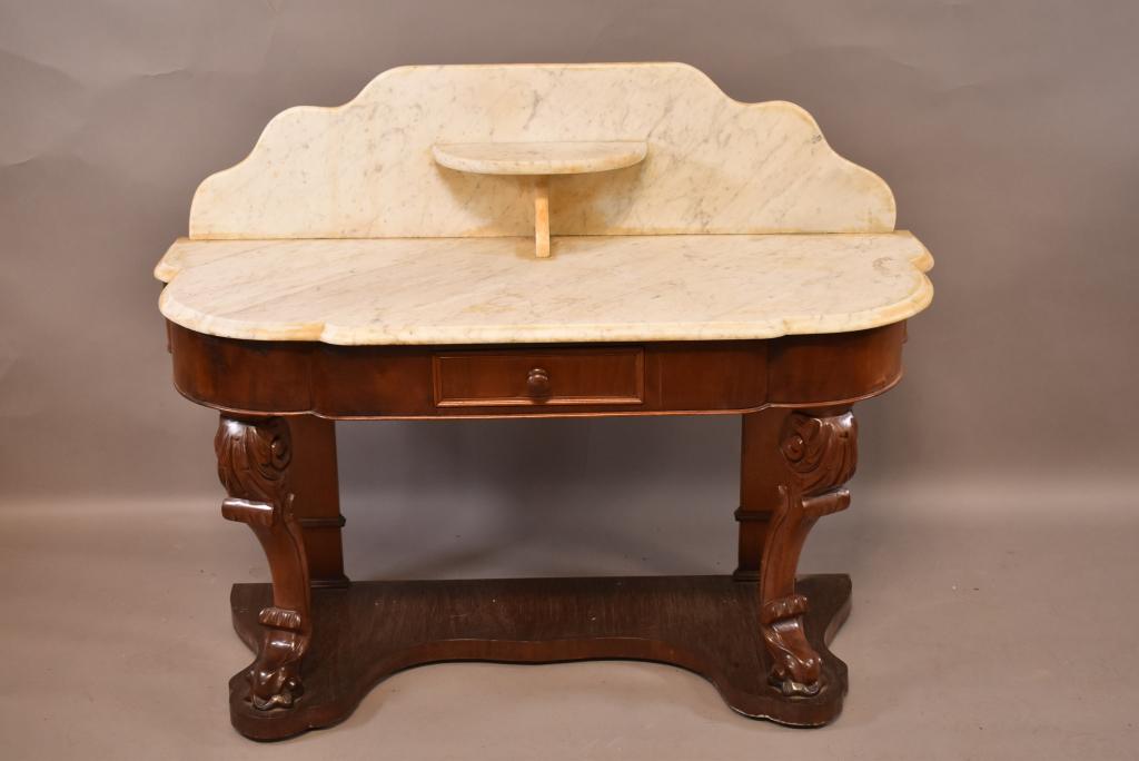 1800'S MARBLE TOP 1 DRAWER CONSOLE TABLE (1 of 3)
