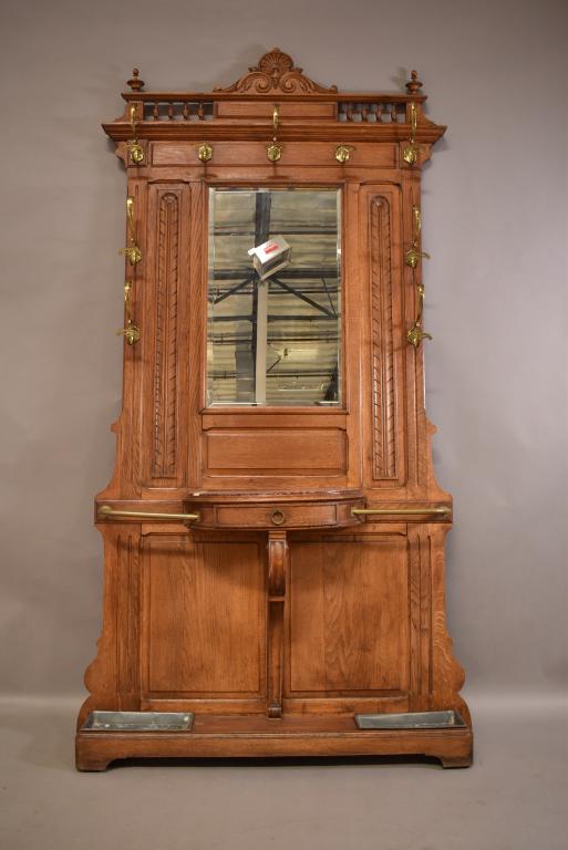 FRENCH OAK MARBLE TOP HALLTREE (1 of 4)