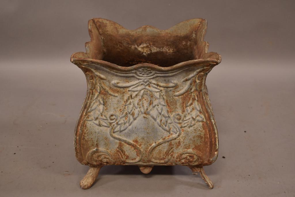 CAST IRON METAL FOOTED PLANTER (1 of 3)