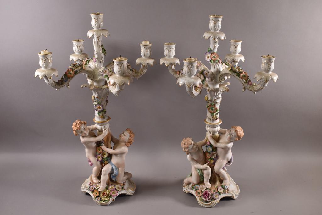 PAIR OF LARGE GERMAN SCHIERHOLZ CANDELABRAS (1 of 7)