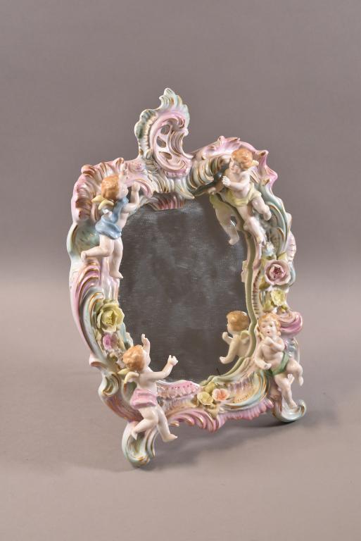 OCCUPIED JAPAN PORCELAIN VANITY MIRROR (1 of 4)
