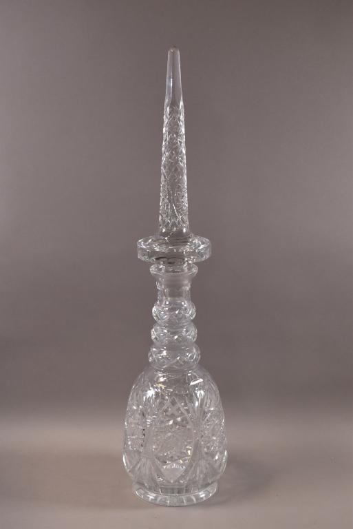 LARGE CUT GLASS DECANTER (OVER 2 FEET TALL) (1 of 5)