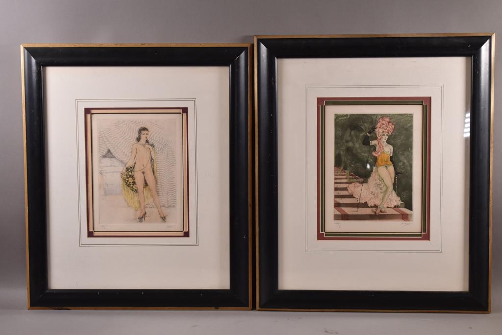 2 LOUIS ICART STYLE COLORED ETCHINGS (1 of 7)