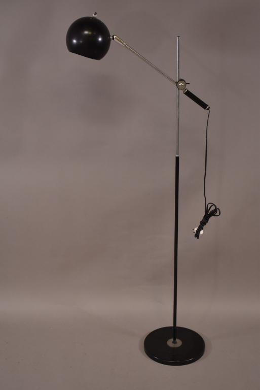 MID CENTURY MODERN METAL FLOOR LAMP: ATTRIBUTED TO ROBERT SONNERMAN. MINOR SCRATCHES TO BULB. DENT TO BULB. 48" H. THIS ITEM EXCEEDS SIZE LIMITATIONS FOR IN HOUSE SHIPPING.