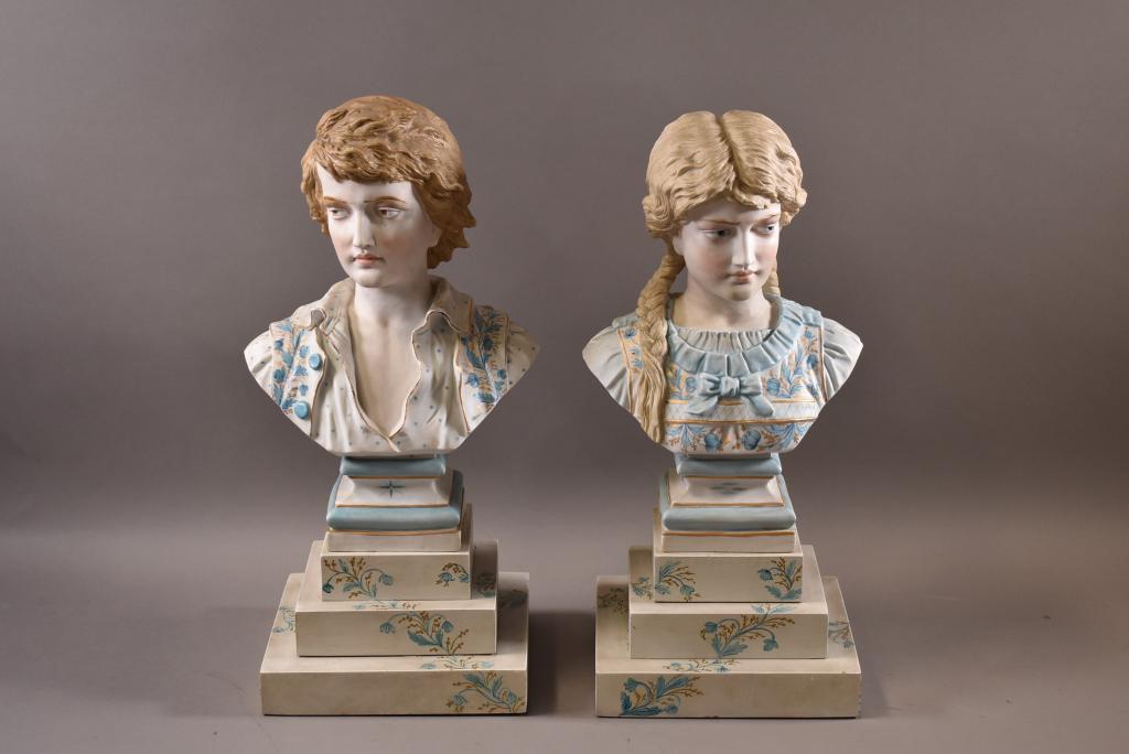PAIR OF LARGE FRENCH BISQUE BUSTS (1 of 5)