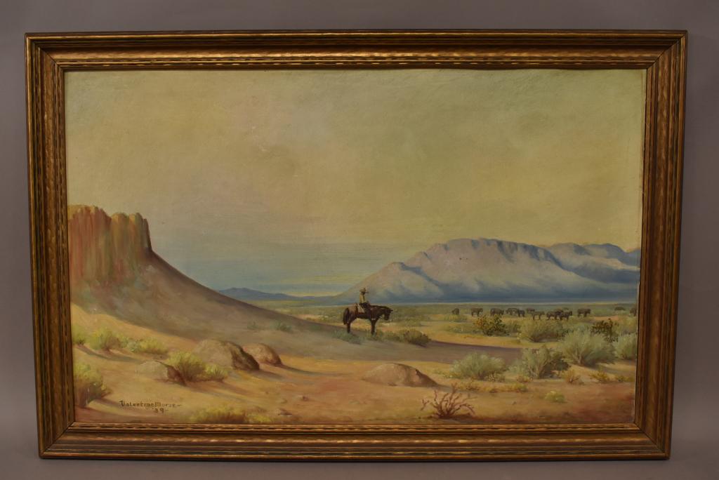 VALENTINE MORSE OIL ON BOARD WESTERN LANDSCAPE (1 of 4)