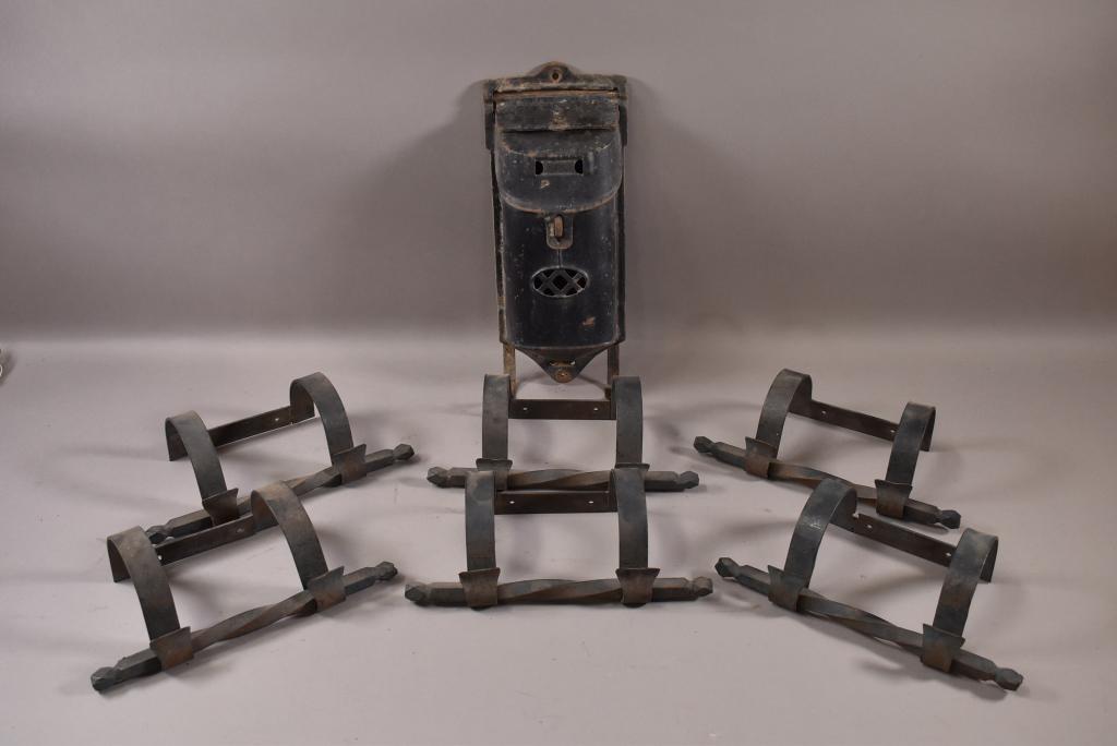 METAL MAILBOX & 6 SPANISH IRON HOLDERS (1 of 9)