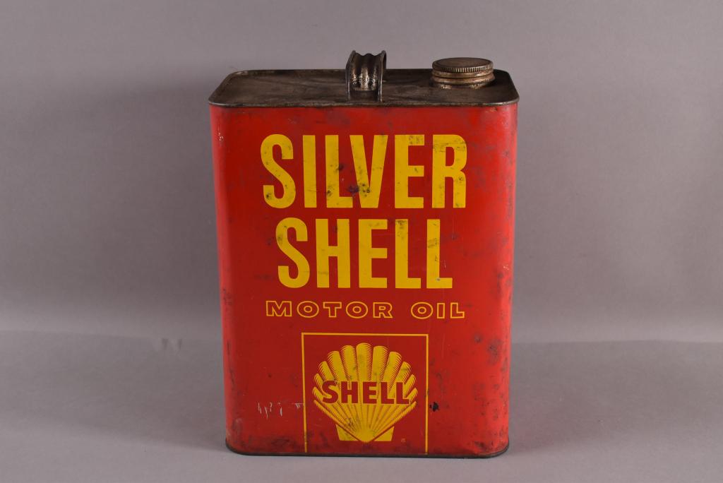 SHELL SILVER SHELL 2 GALLON OIL CAN (1 of 4)