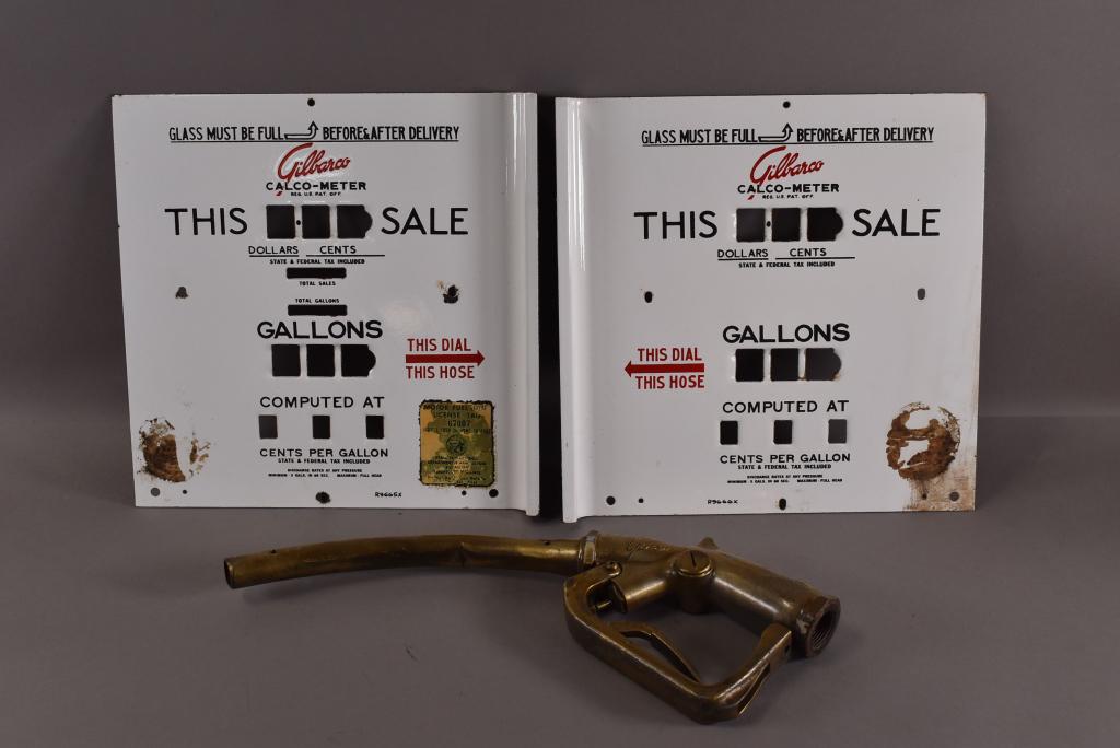 2 GILBARCO PUMP FACES W/ GAS NOZZLE (1 of 5)