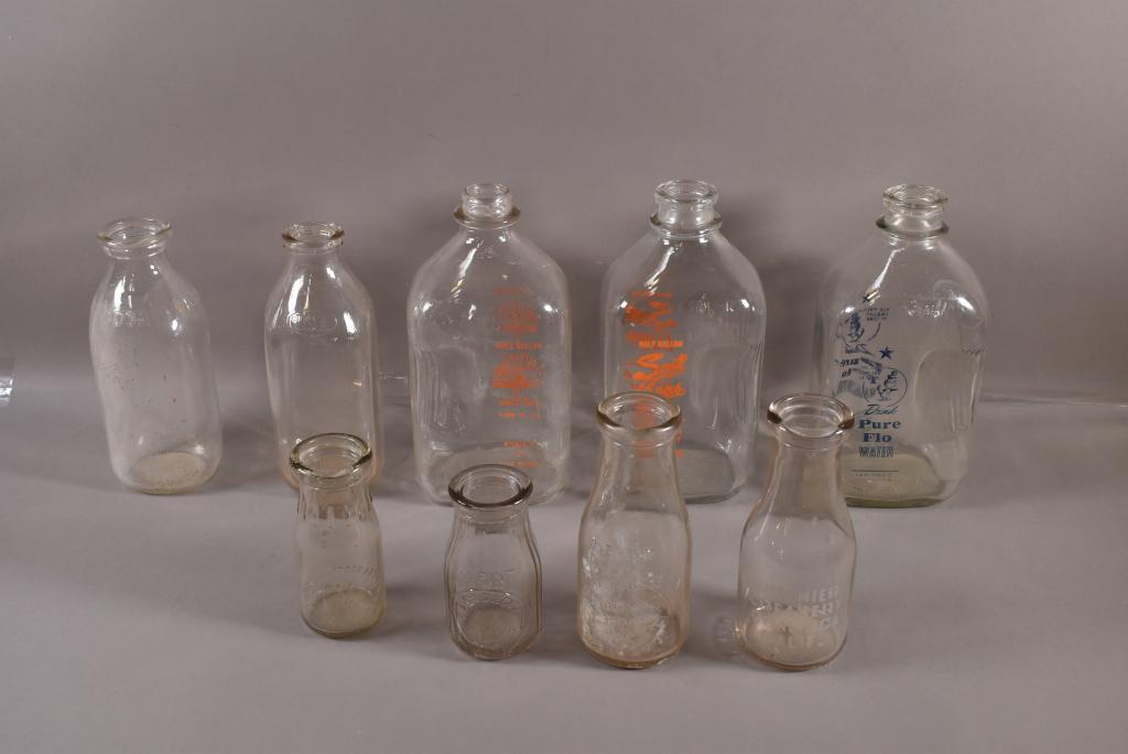 COLLECTION OF 9 VINTAGE CALIFORNIA MILK BOTTLES (1 of 2)