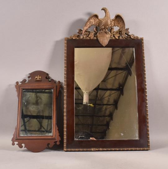2 SMALL 19TH CENTURY EAGLE TOP WALL MIRRORS (1 of 7)