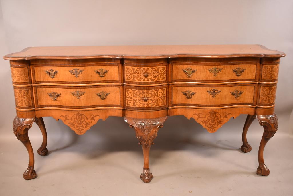 1930'S CARVED BURLED WOOD 10 DRAWER BUFFET (1 of 5)