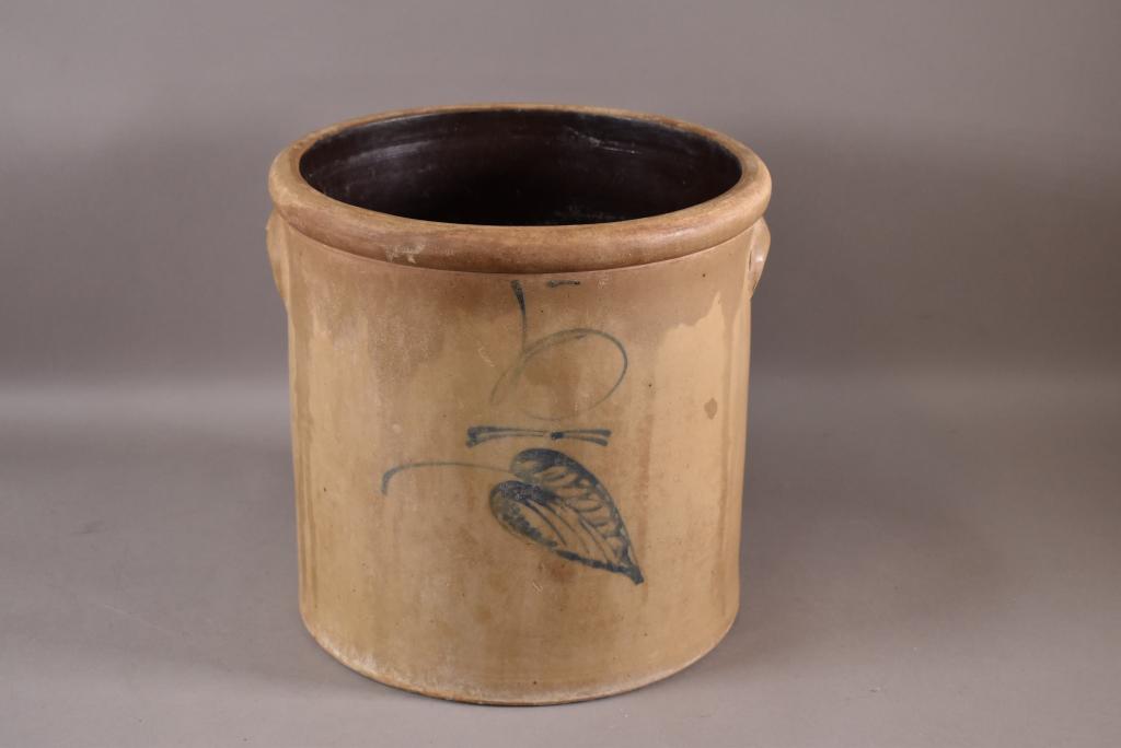19TH CENTURY 5 GALLON COBALT DECORATED CROCK (1 of 3)