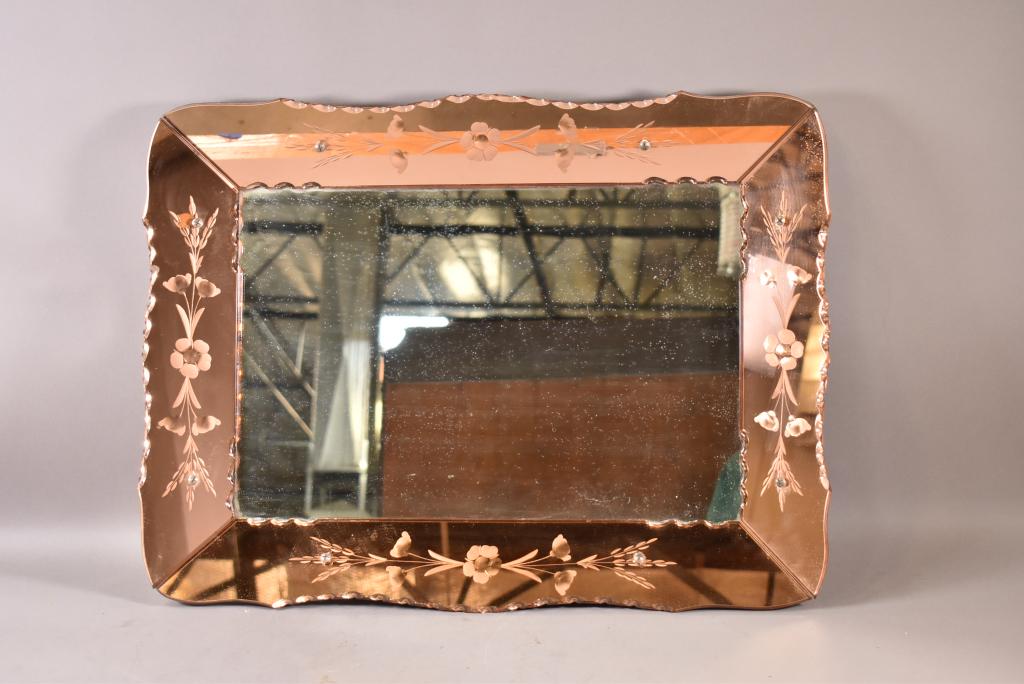 ETCHED GLASS VENETION STYLE WALL MIRROR (1 of 5)