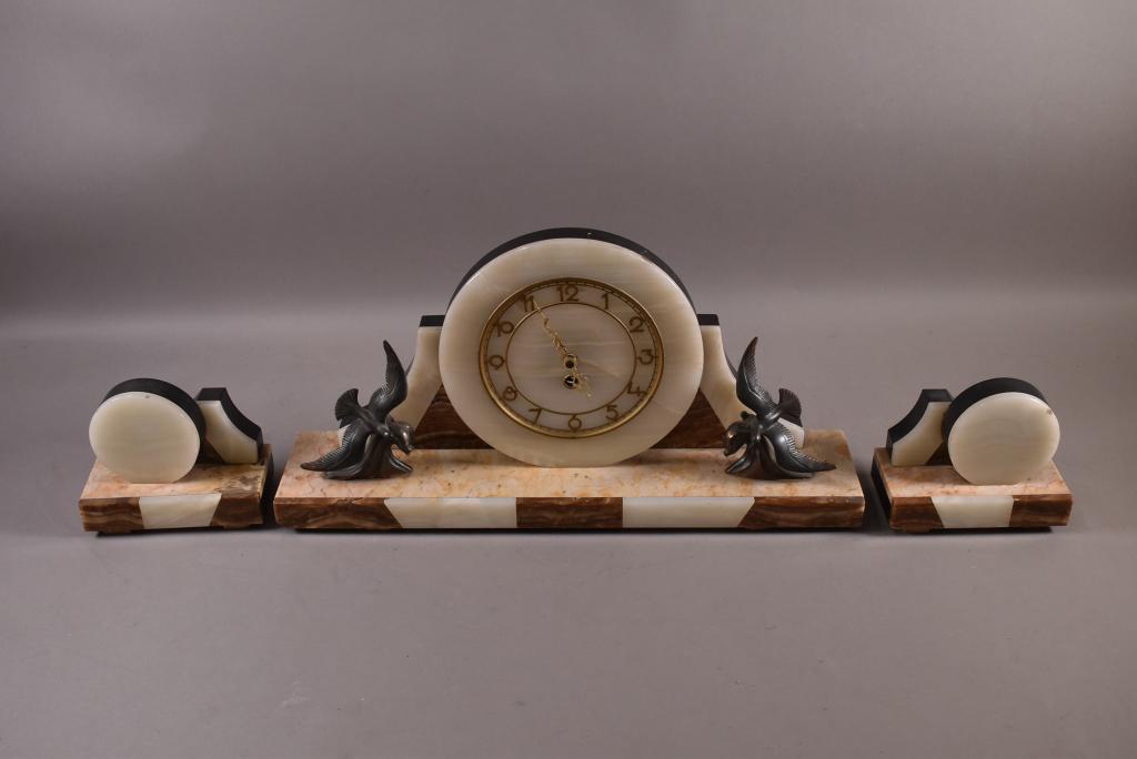 ART DECO 3 PIECE CLOCK SET (1 of 5)