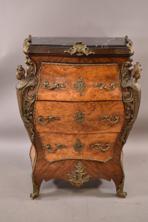 FRENCH STYLE 3 DRAWER MARBLE TOP CHEST (1 of 3)