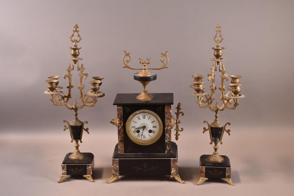 3 PIECE FRENCH SLATE CLOCK SET (1 of 4)