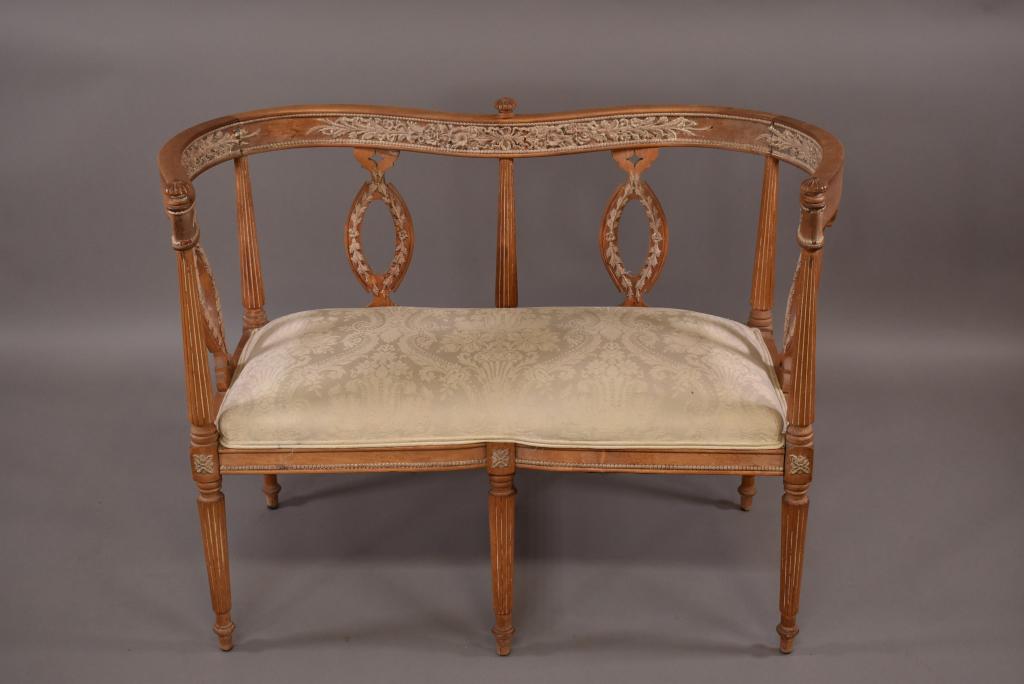 ANTIQUE BLEACHED FRENCH SETTEE (1 of 6)