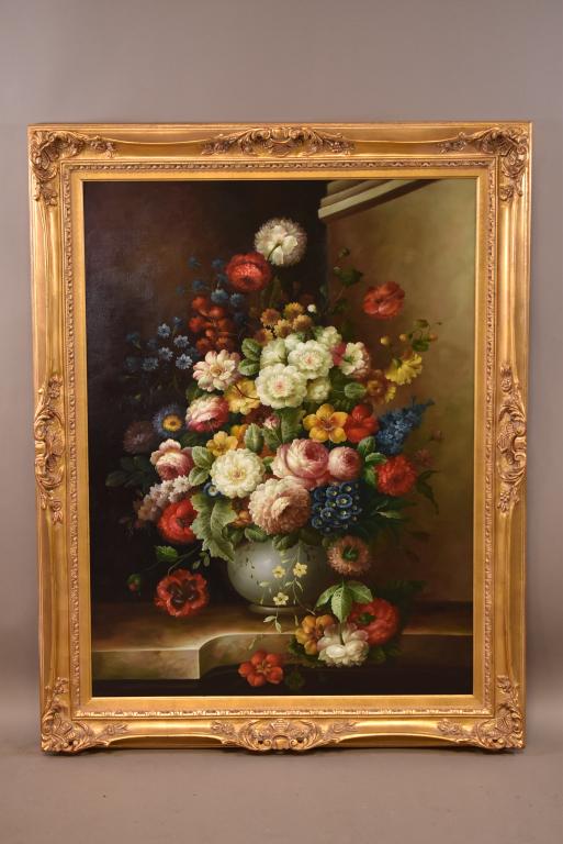 LARGE COMTEMPORARY DECORATOR FLORAL PAINTING (1 of 3)
