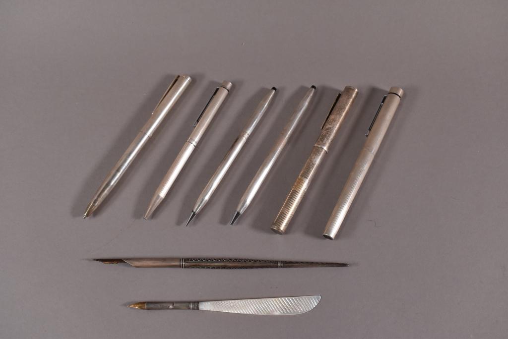 8 ASSORTED STERLING PENS & PENCILS (1 of 5)