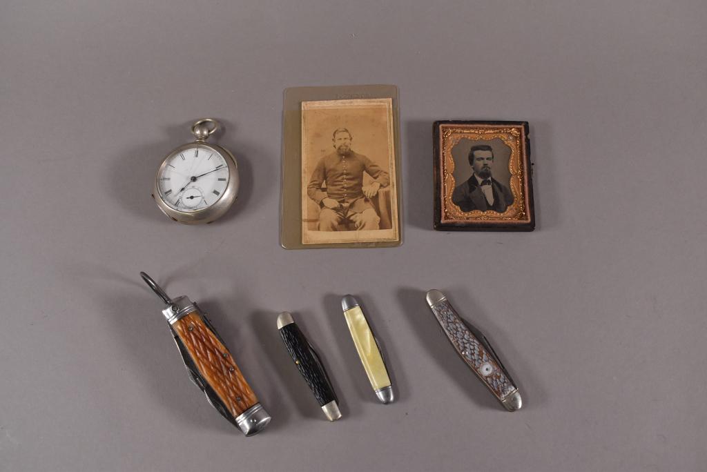 POCKET KNIVES, POCKET WATCH & 1800'S PHOTOS (1 of 4)