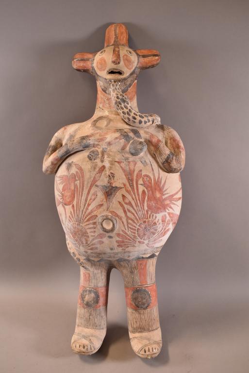 LARGE NATIVE AMERICAN OR MEXICAN POTTERY FIGURE (1 of 6)