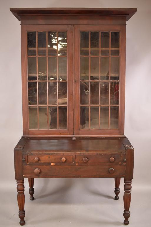 19TH CENTURY MAH. SECRETARY WITH BOOKCASE TOP (1 of 10)