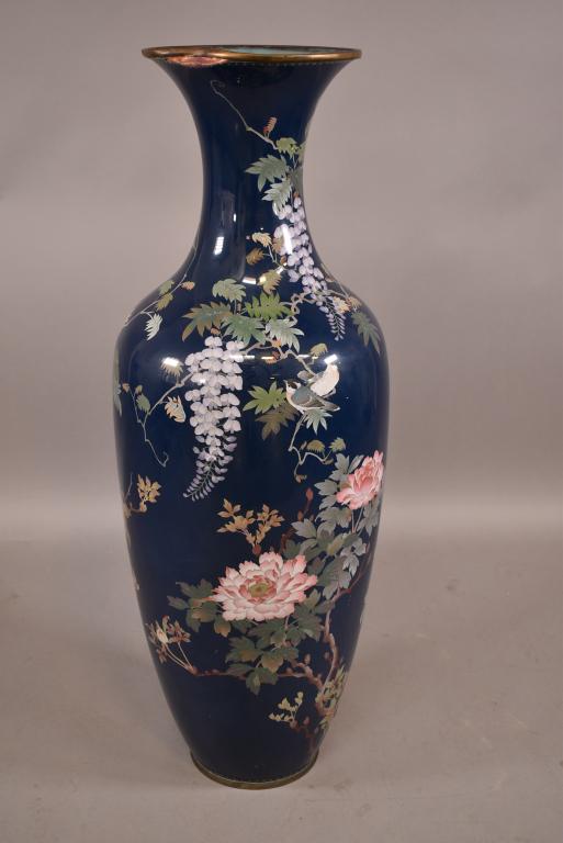 ALMOST 4' TALL CLOISONNE FLOOR VASE (1 of 5)