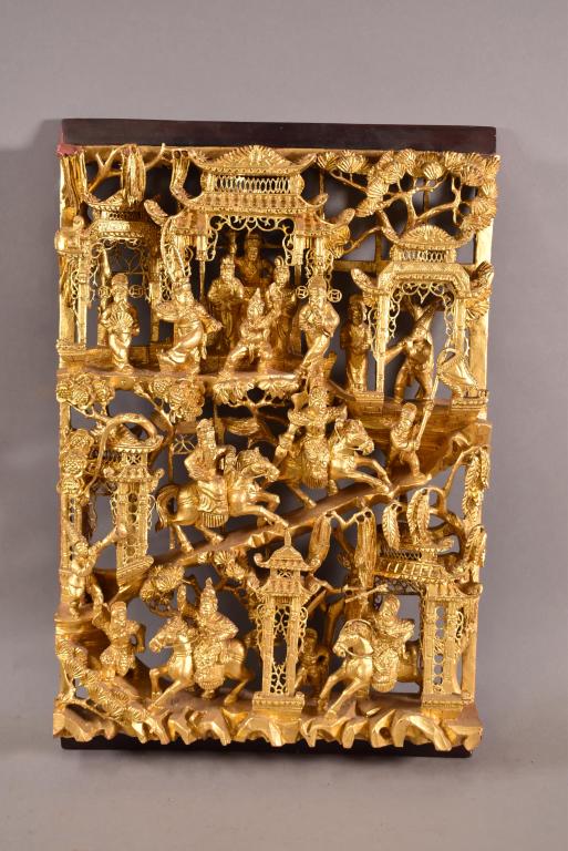 CARVED CHINESE WOOD PANEL (1 of 4)