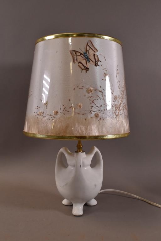 VAN BRIGGLE POTTERY LAMP WITH BUTTERFLY SHADE (1 of 2)