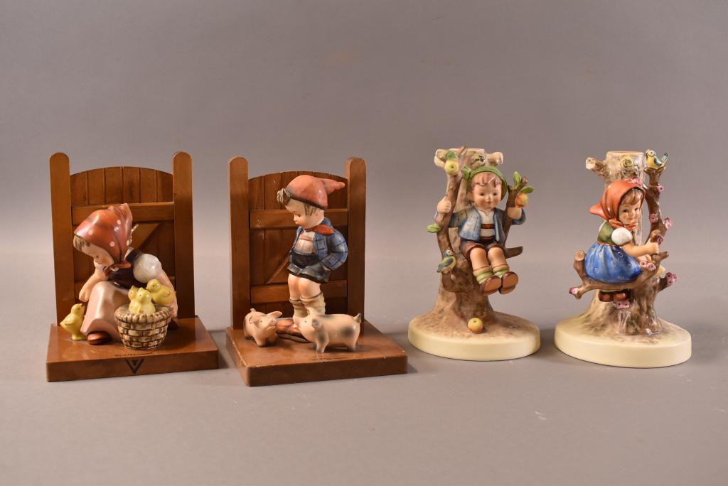 PAIR OF HUMMEL CANDLESTICKS & HUMMEL BOOKENDS (1 of 3)