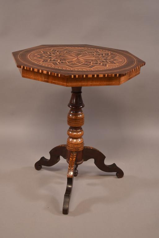 ANTIQUE INLAID OCTAGON PARLOR TABLE (1 of 3)