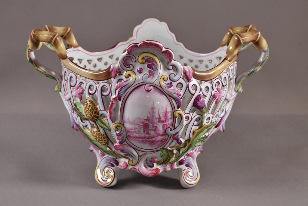 FRENCH FAIENCE PORCELAIN CENTER BOWL (1 of 2)